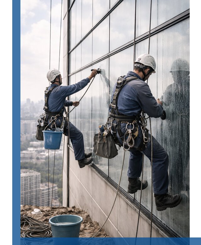 Профессиональная мойка фасадных окон альпинистами в Кстове