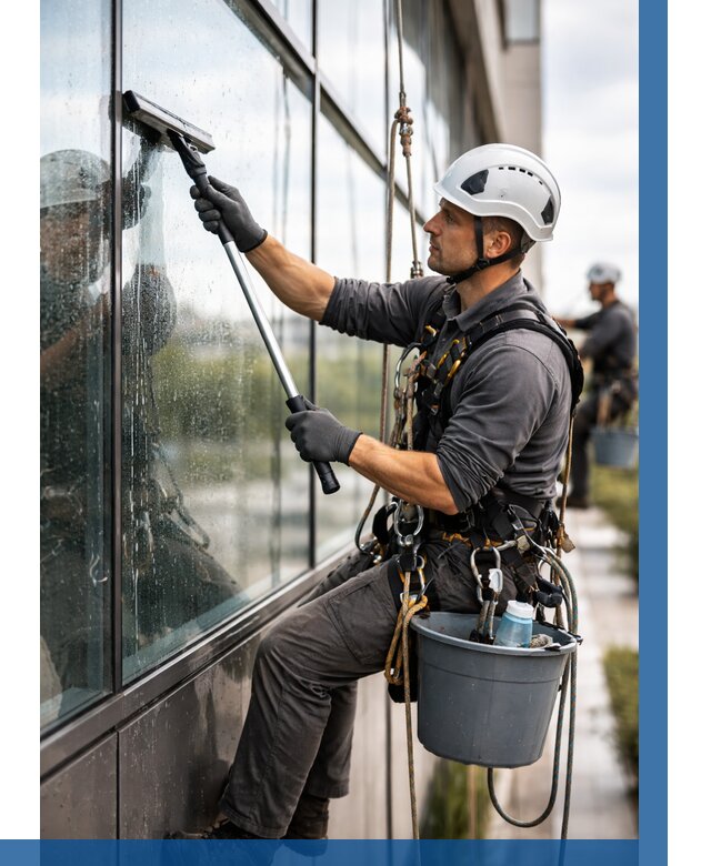 Мойка стеклянных фасадов в Кстове от 204 р. | ВЫСОТНИК-Ксв