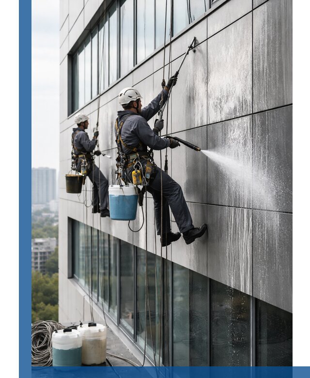 Профессиональная мойка вентилируемых фасадов в Кстове