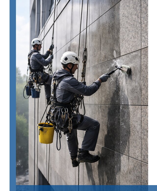 Профессиональная мойка фасада из керамогранита в Кстове