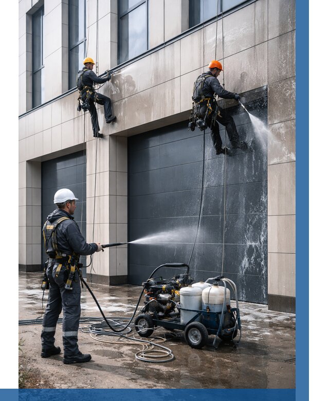 Послестроительная мойка фасада в Кстове от 306 р. | ВЫСОТНИК-Ксв