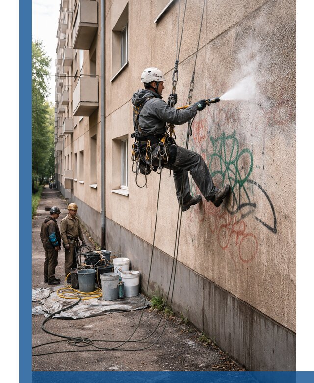 Удаление граффити с фасада в Кстове без следов и повреждений