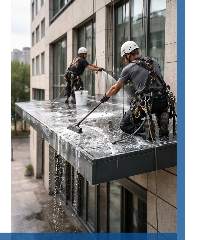 Мойка козырьков и навесов в Кстове от 3564 р. | ВЫСОТНИК-Ксв