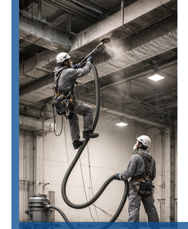 Обеспыливание потолочных конструкций в Кстове промышленным альпинизмом