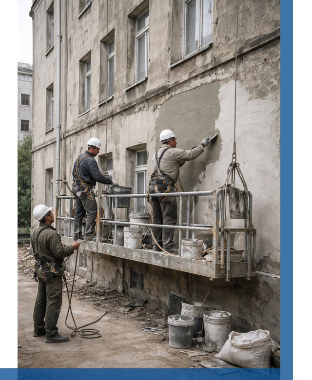 Капитальный ремонт фасада в Кстове от 4277 р. | ВЫСОТНИК-Ксв