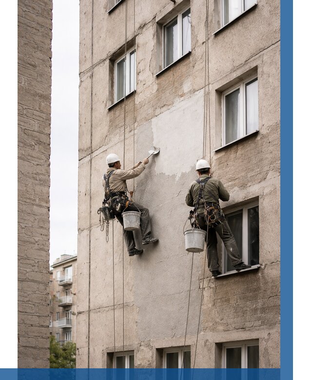 Косметический ремонт фасада в Кстове от 1120 р. | ВЫСОТНИК-Ксв