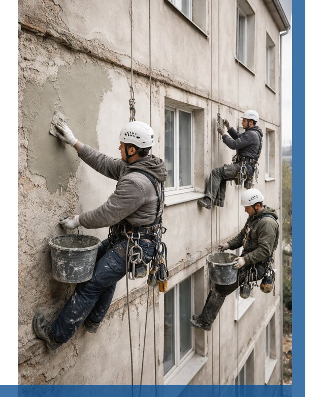 Ремонт штукатурного фасада в Кстове от 764 р. под ключ | ВЫСОТНИК-Ксв