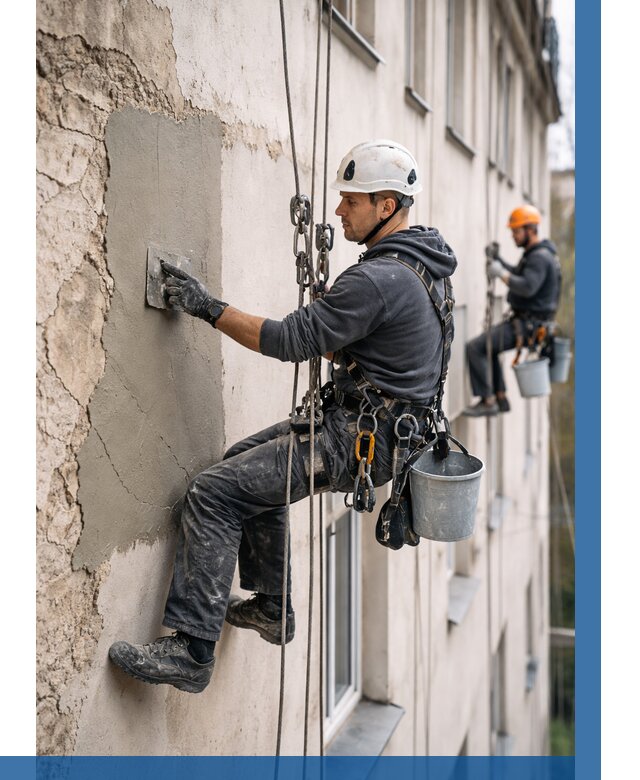 Восстановление штукатурки фасада в Кстове от 1222 р. | ВЫСОТНИК-Ксв