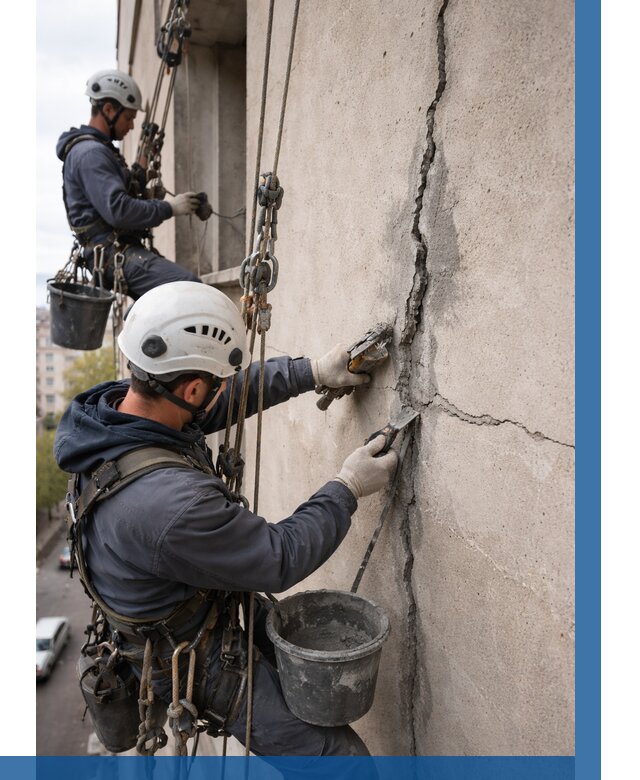 Заделка трещин на фасаде в Кстове от 917 р. | ВЫСОТНИК-Ксв