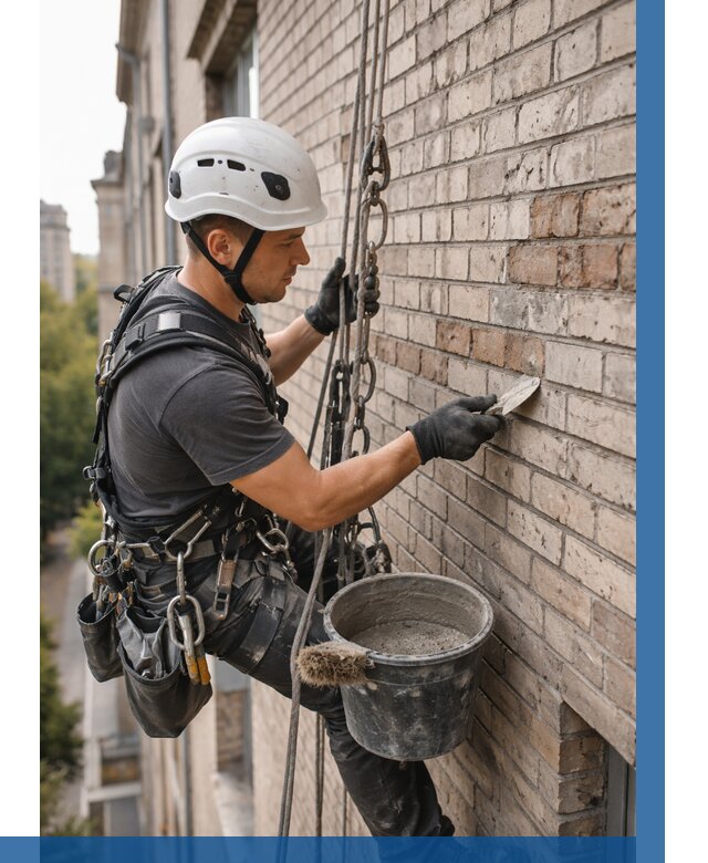 Ремонт кирпичной кладки фасада в Кстове от 1833 р. | ВЫСОТНИК-Ксв