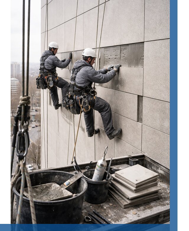 Ремонт фасада из керамогранита в Кстове от 2546 р. | ВЫСОТНИК-Ксв