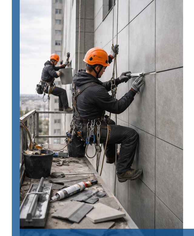 Профессиональный ремонт фасада из керамогранита в Кстове