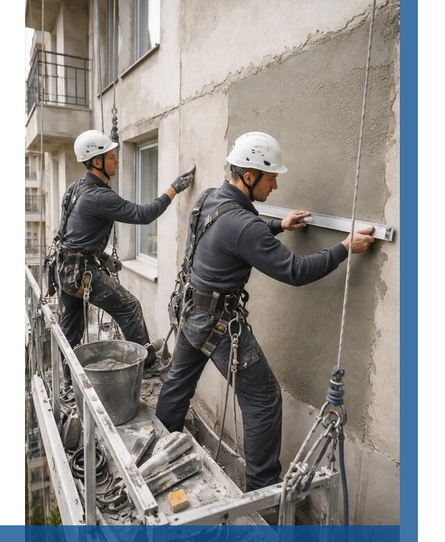 Штукатурка фасада на высоте в Кстове от 917 р. | ВЫСОТНИК-Ксв