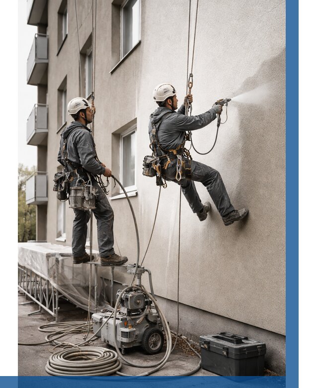 Безвоздушная покраска фасада в Кстове от 224 р/м² | ВЫСОТНИК-Ксв