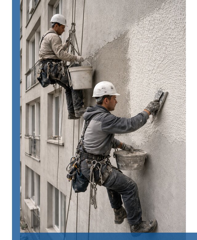 Нанесение декоративной штукатурки короед на фасад в Кстове