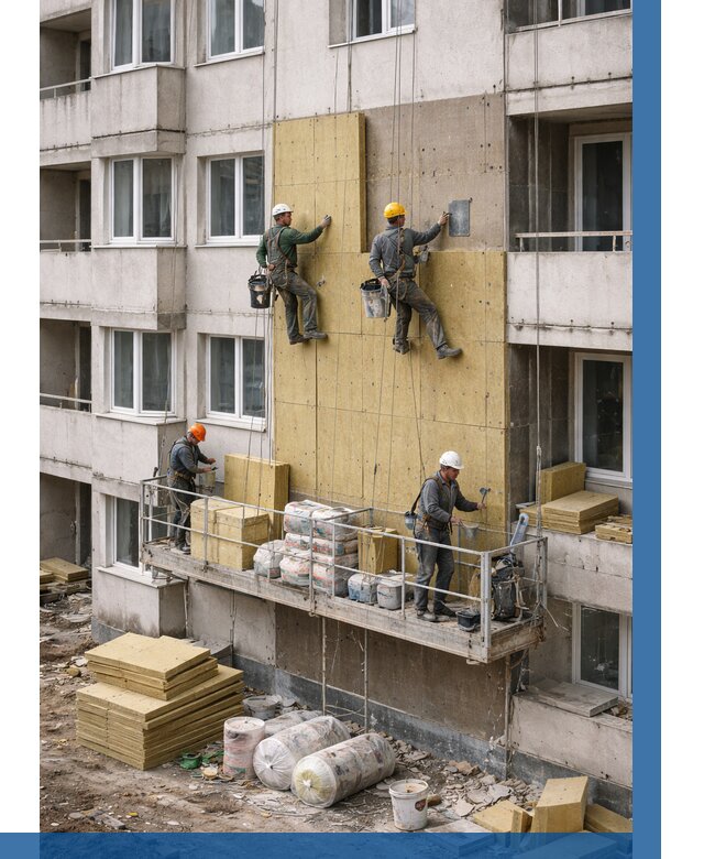 Утепление фасада минватой в Кстове от 1528 р. | ВЫСОТНИК-Ксв