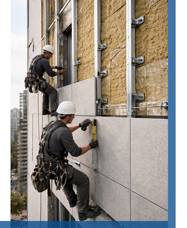 Монтаж вентилируемого фасада в Кстове от 3564 р. | ВЫСОТНИК-Ксв