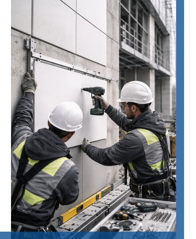 Монтаж композитных панелей фасада в Кстове от 2546 р. | ВЫСОТНИК-Ксв