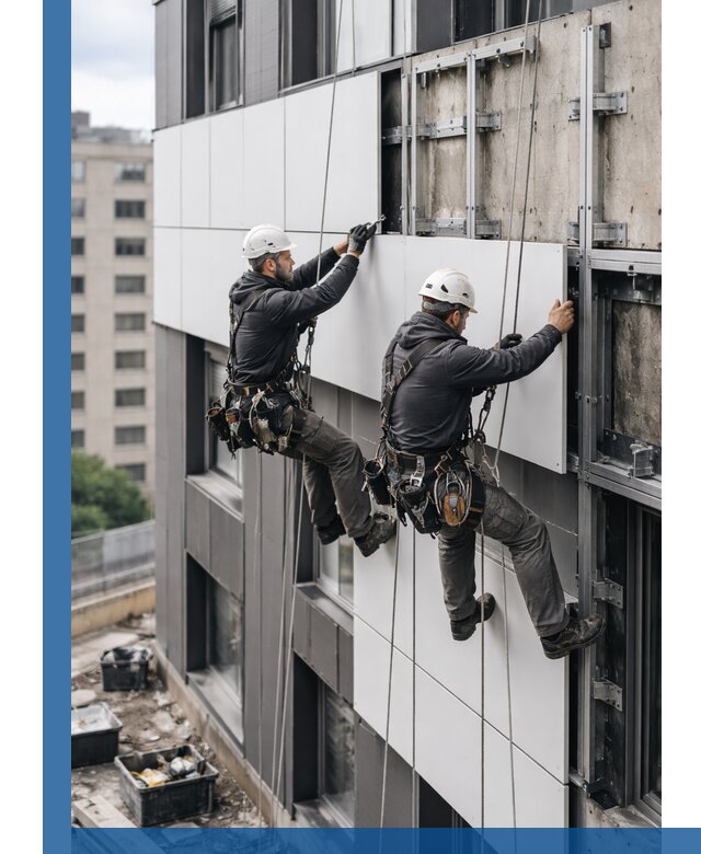 Монтаж композитных панелей фасада в Кстове под ключ