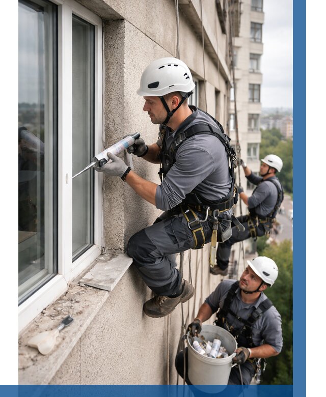 Герметизация оконных швов снаружи в Кстове от 1528 р. | ВЫСОТНИК-Ксв