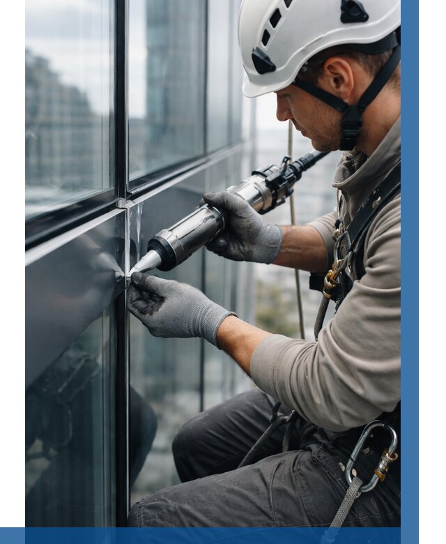 Герметизация стыков витража в Кстове от 1222 р. | ВЫСОТНИК-Ксв