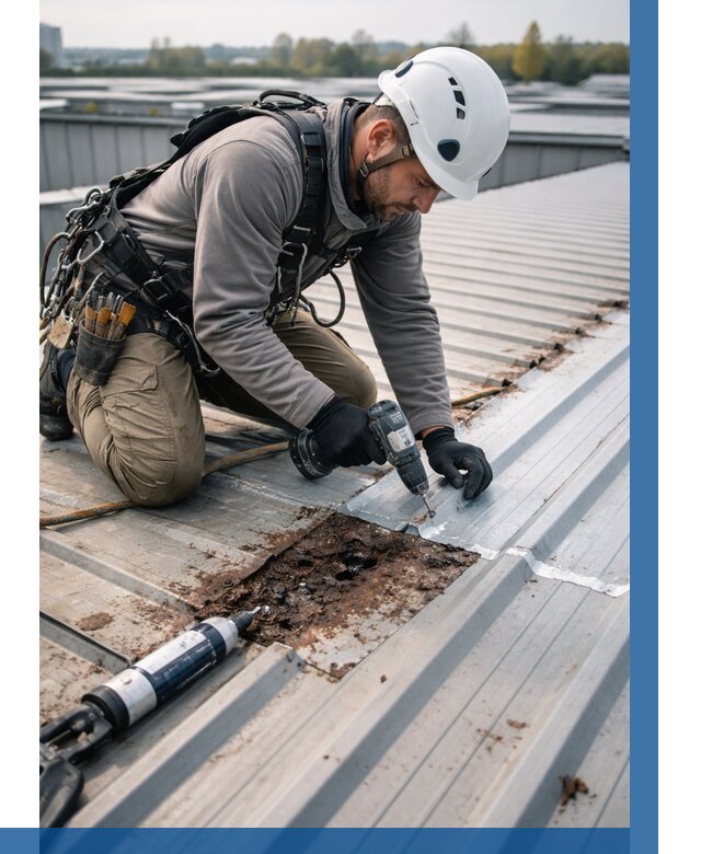 Ремонт профнастила на кровле в Кстове от 713 р. | ВЫСОТНИК-Ксв