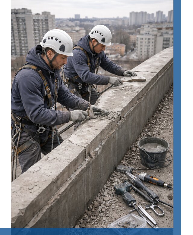 Ремонт парапета на кровле в Кстове от 1528 р. | ВЫСОТНИК-Ксв