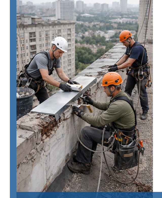 Ремонт парапета на кровле в Кстове, высотные работы с гарантией