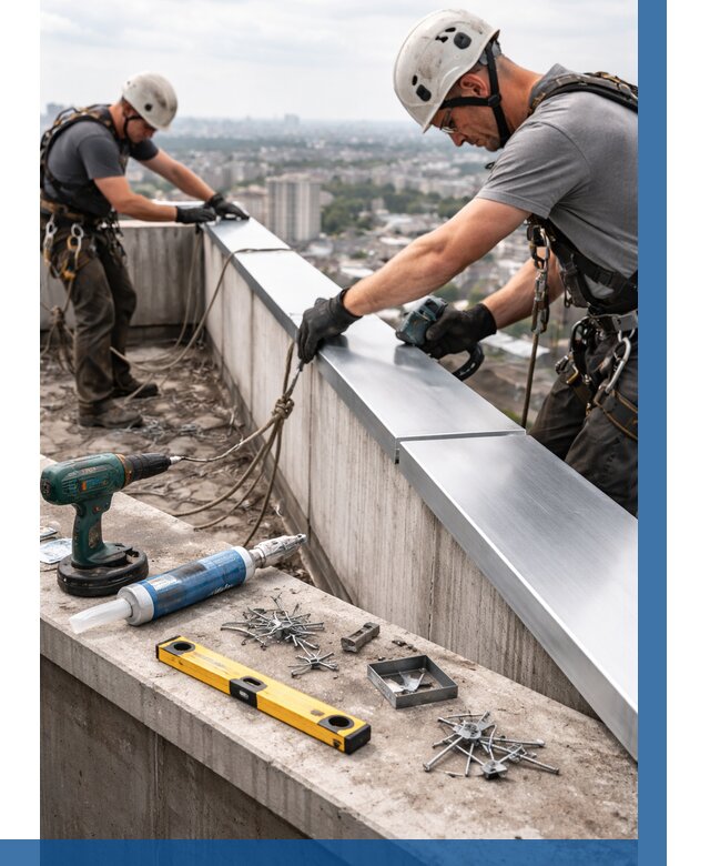 Монтаж парапетных крышек в Кстове от 815 р. | ВЫСОТНИК-Ксв