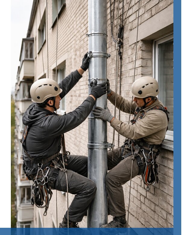 Замена водосточных труб в Кстове от 6620 р. | ВЫСОТНИК-Ксв