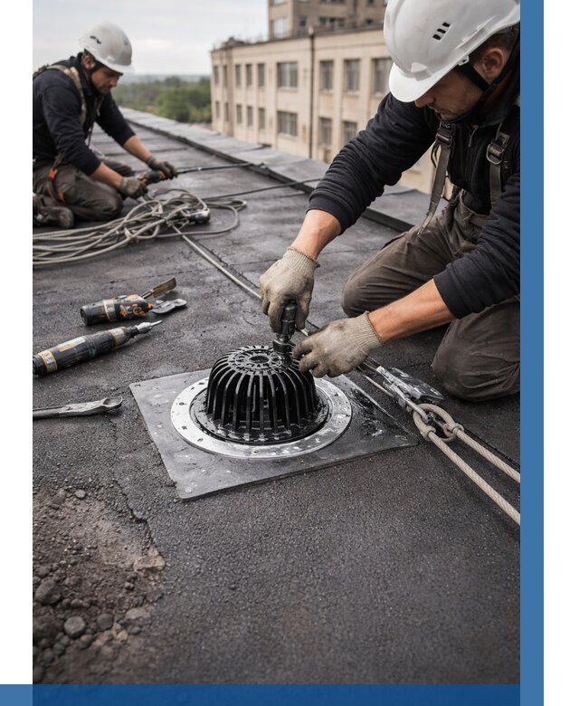 Установка водосточных воронок в Кстове цена от 3564 р. | ВЫСОТНИК-Ксв