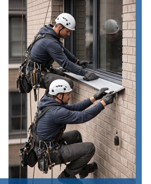 Монтаж оконных отливов под ключ в Кстове от 3564 р. | ВЫСОТНИК-Ксв