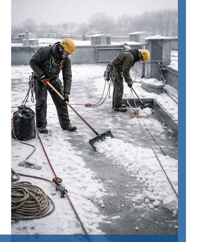 Очистка крыши от снега в Кстове от 7638 р. | ВЫСОТНИК-Ксв