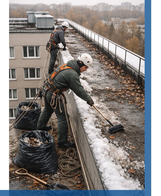 Очистка кровли по периметру в Кстове от 560 р. | ВЫСОТНИК-Ксв