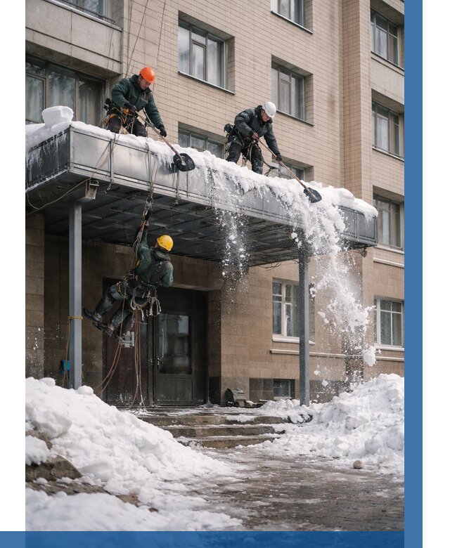 Очистка козырьков от снега в Кстове от 3564 р. | ВЫСОТНИК-Ксв