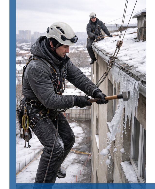 Сбивание и удаление сосулек с крыши в Кстове безопасно