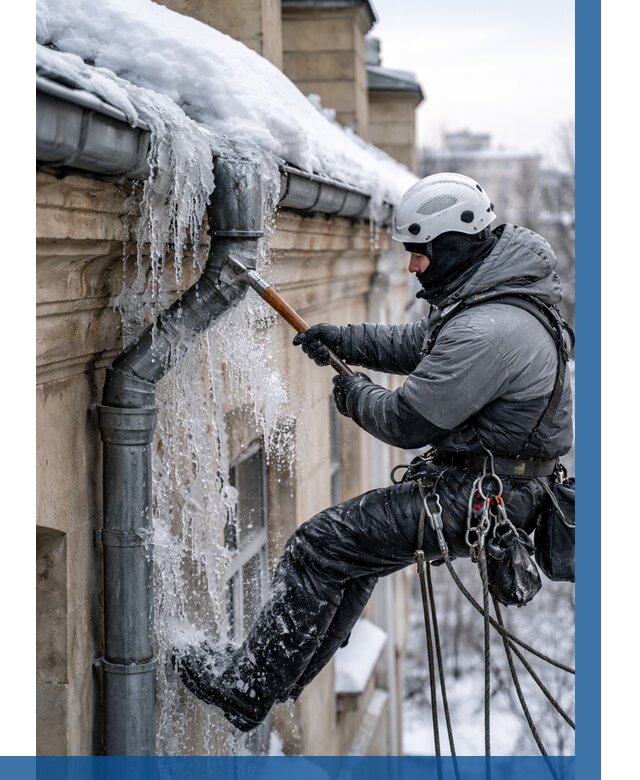 Очистка водостоков от льда в Кстове от 3564 р. | ВЫСОТНИК-Ксв