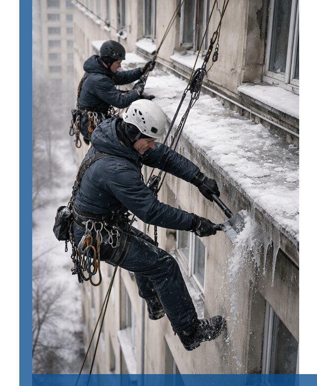 Удаление наледи и сосулек с карнизов в Кстове профессионально