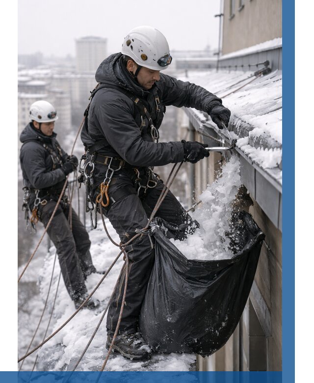 Аварийная очистка крыши в Кстове под ключ от 306 р. | ВЫСОТНИК-Ксв