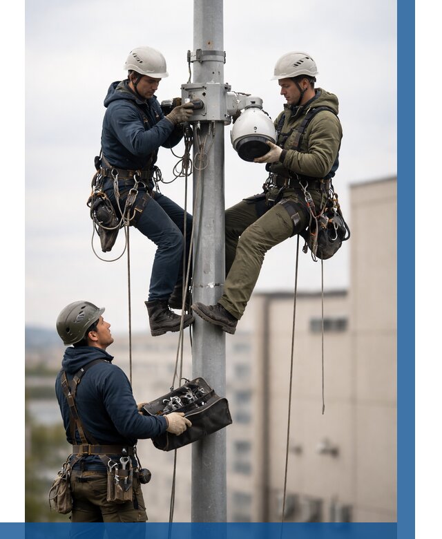 Установка видеокамер на мачте в Кстове от 8656 р. | ВЫСОТНИК-Ксв