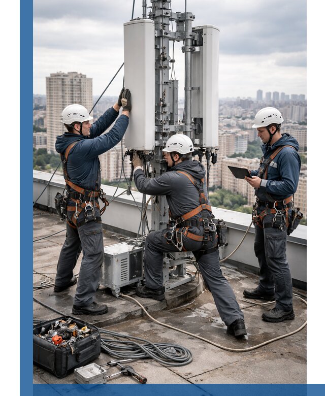 Монтаж антенн связи на крыше в Кстове с вводом в эксплуатацию