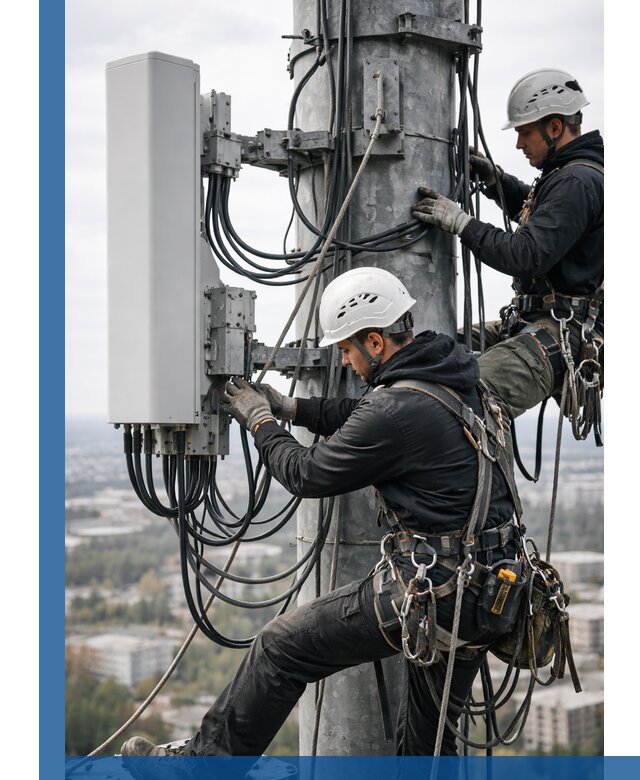 Монтаж оборудования связи на мачте в Кстове с пусконаладкой