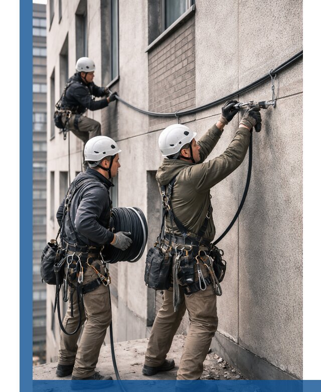 Прокладка кабеля по фасаду в Кстове, профессиональный монтаж