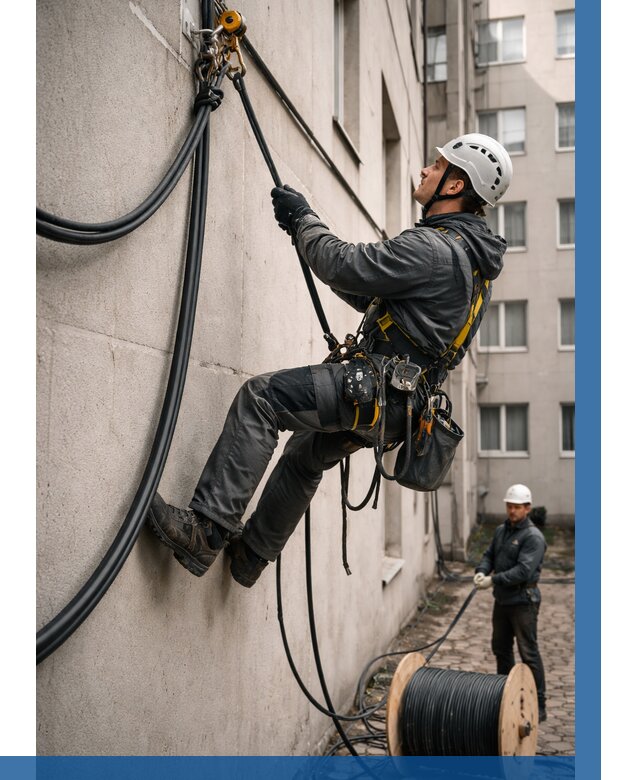 Протяжка кабеля питания на высоте в Кстове от 458 р. | ВЫСОТНИК-Ксв