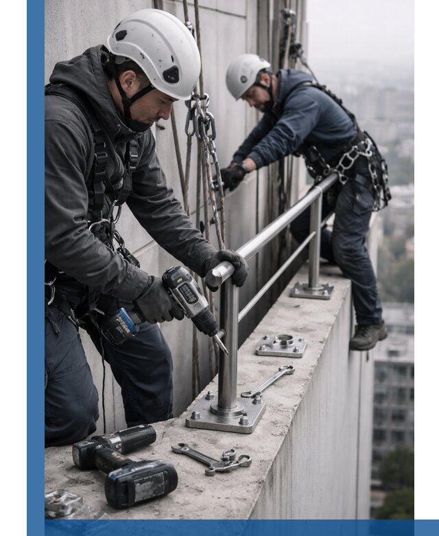 Монтаж перил на высоте в Кстове для жилых и промобъектов