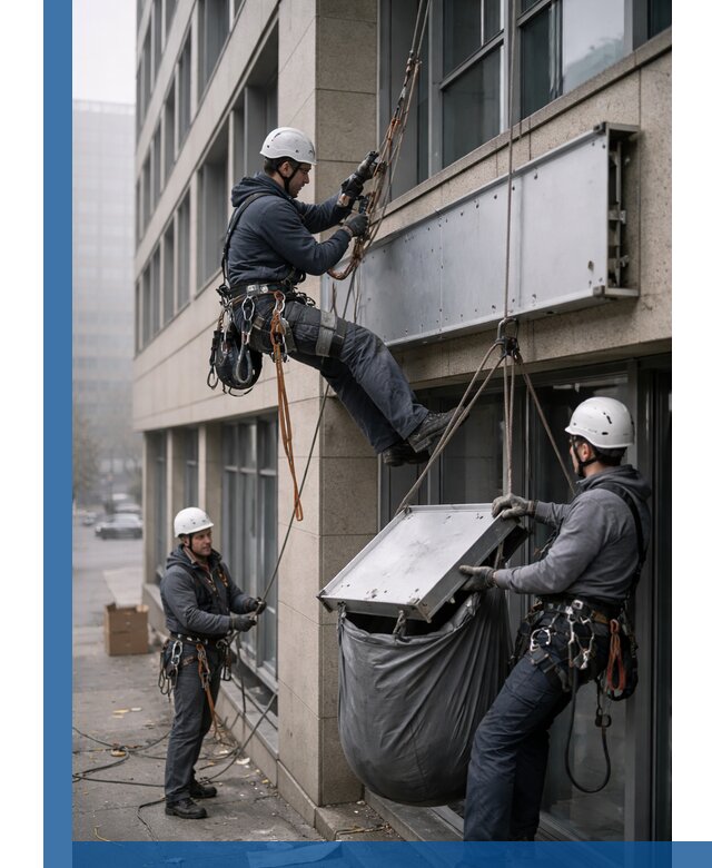 Демонтаж рекламной вывески с высотными работами в Кстове