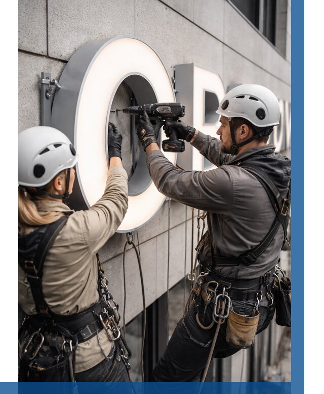 Монтаж световых букв в Кстове от 3055 р. под ключ ВЫСОТНИК-Ксв