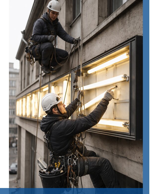 Замена ламп в вывеске в Кстове под ключ от 3564 р. | ВЫСОТНИК-Ксв