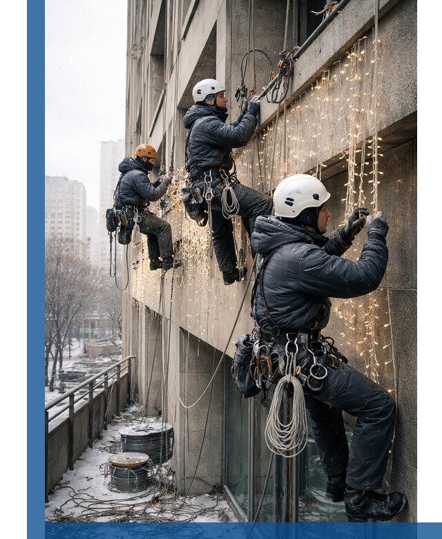 Монтаж новогодней иллюминации и украшение фасадов в Кстове