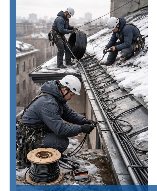 Монтаж греющего кабеля на кровле в Кстове под ключ